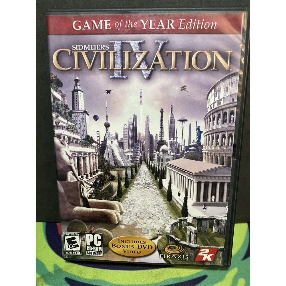 VIDEO GAMES CIVILIZATION IV WITH MANUEL PC CD ROM CIB With Tree Map Nice 4 Disk